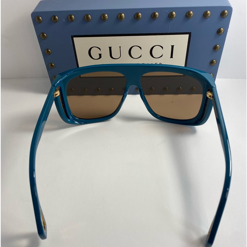 New  Gucci Women GG0468S-30006410005 Fashion 57mm Light Blue Sunglasses - Picture 5 of 12